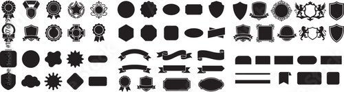 Various shape label and badge vector design elements collection for banner frames decorations ornaments isolated on transparent background