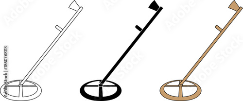 outline silhouette metal detector icon set
