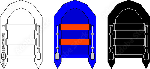 top view Inflatable rubber boat icon set