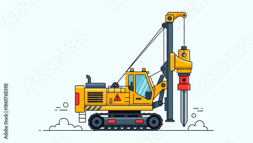 Heavy Machinery Drilling into the Ground with a Large Drill Rig in an Industrial Setting