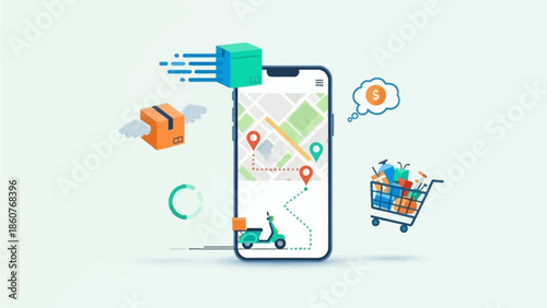 Mobile Shopping Experience with Map Navigation and Delivery