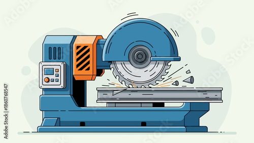 Industrial cutting machine in operation, slicing through metal sheet with precision and speed in a manufacturing setting
