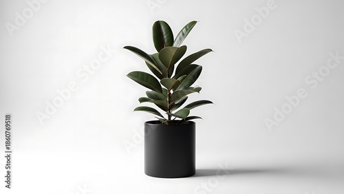 dark green rubber plant with glossy leaves