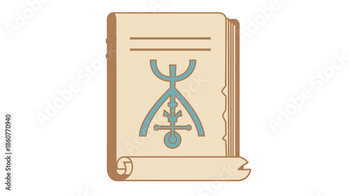 Ancient Grimoire with Mystical Symbol on Parchment