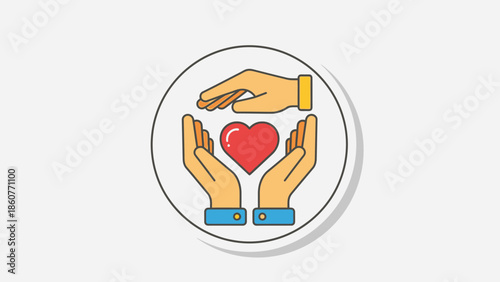 Caregiving Hands Holding Red Heart Symbol, Love and Support Concept