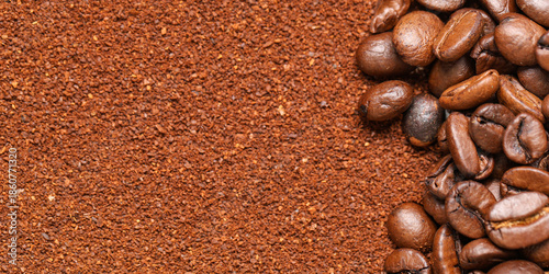 Coffee powder and beans as ...