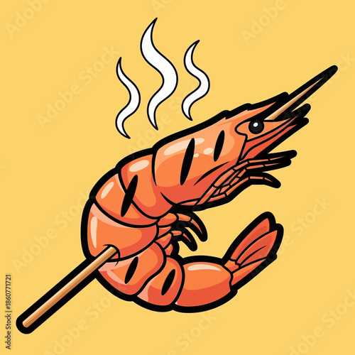 Grilled Shrimp Skewer Icon A Delicious Seafood Barbecue Delicacy