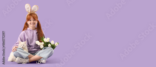 Cute girl with adorable cat...