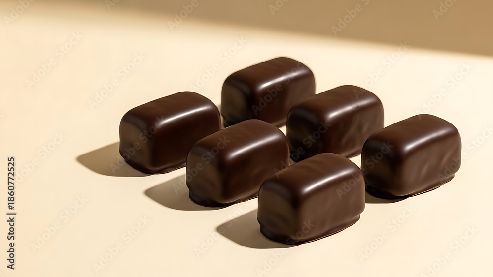 Fototapeta premium dark chocolate coated marzipan pieces displayed