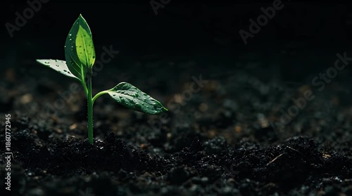 Time Lapse of Green Plant Sprout Growing from Soil Video.
