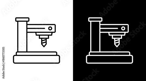 Cnc Machine Outline White Icon Set Design