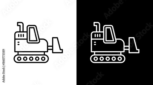Heavy Machinery Outline White Icon Set Design
