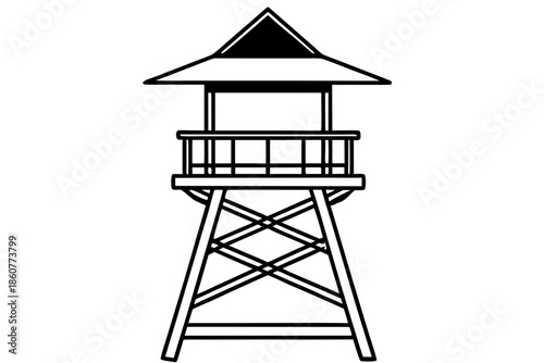 lifeguard tower  silhouette vector