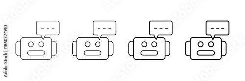 Smart Bot Iicons Vector Set In Different Stroke Line Style