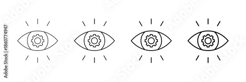 Machine Eye Iicons Vector Set In Different Stroke Line Style
