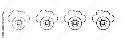 Cloud Ai Iicons Vector Set In Different Stroke Line Style