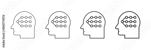 Neural Path Iicons Vector Set In Different Stroke Line Style