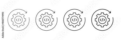 Auto Code Iicons Vector Set In Different Stroke Line Style