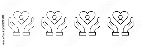 Kindness Mark Icons Vector Set In Different Stroke Line Style