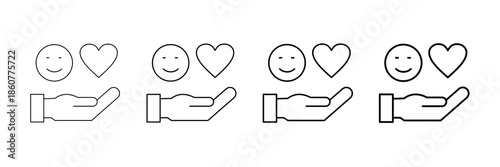 Gratitude Icons Vector Set In Different Stroke Line Style