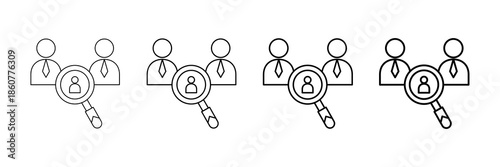 Hiring Team Icons Vector Set In Different Stroke Line Style
