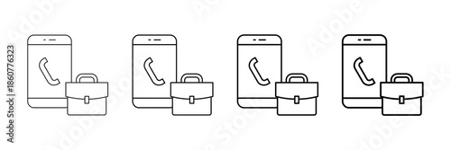 Interview Call Icons Vector Set In Different Stroke Line Style