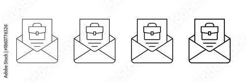 Job Offer Icons Vector Set In Different Stroke Line Style