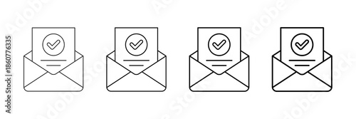 Offer Letter Icons Vector Set In Different Stroke Line Style