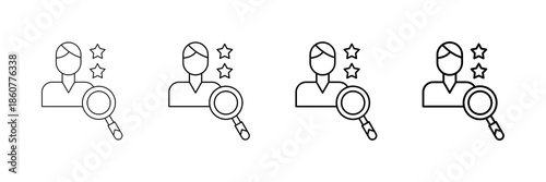 Talent Scout Icons Vector Set In Different Stroke Line Style