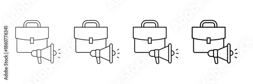 Job Ad Icons Vector Set In Different Stroke Line Style