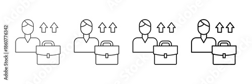 Career Growth Icons Vector Set In Different Stroke Line Style