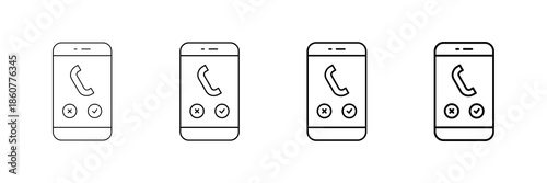 Phone Screen Icons Vector Set In Different Stroke Line Style