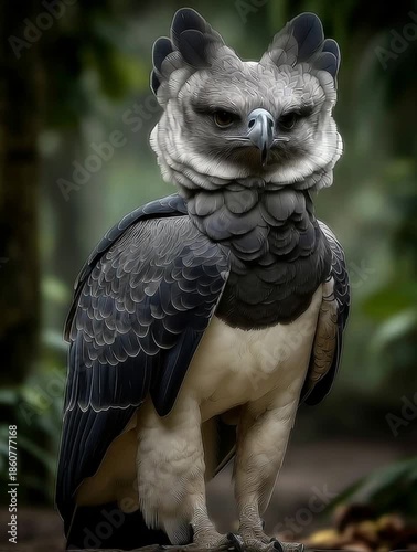 Eagle with Gray Feathers and a White Chest Wildlife Portrait Generative AI