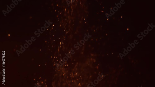 Serene Abstract Macro Shot Glowing Ember Particles Ascending Deep Dark Void Warm Orange Red Hues