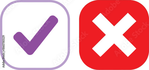 Checkmark and cross icons: approval rejection symbols for ui ux design and validation