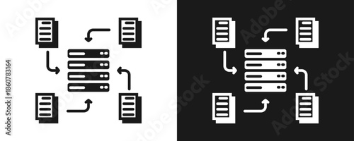 Data Collection Icon Set Glyph In White And Black Background