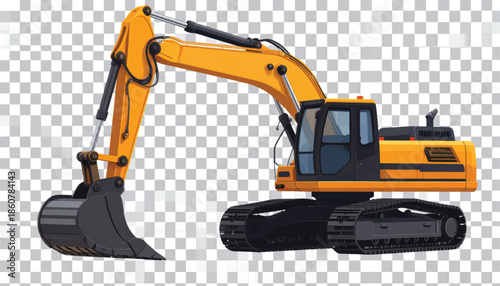 Yellow Excavator Machine on Tracks.