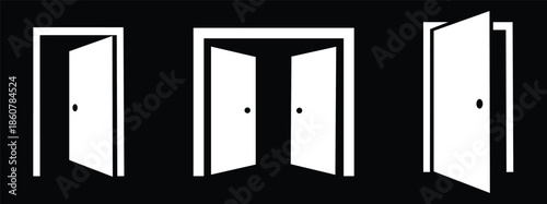 open door icon with a black background