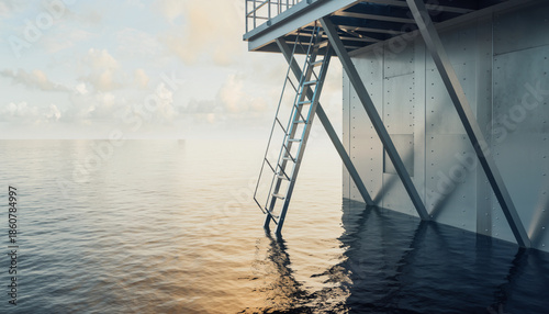 Industrial Structure with a Ladder Reaching into Calm Sea