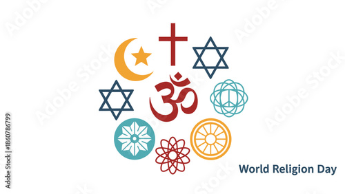 Unity in Diversity with Religious Symbols in a Vibrant Design