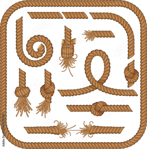 Component parts and "Kit of Parts, Scattered and modular; designed for users to build their own rope designs