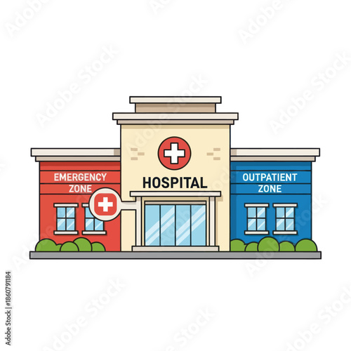 Hospital Building with Emergency Outpatient Zones.
