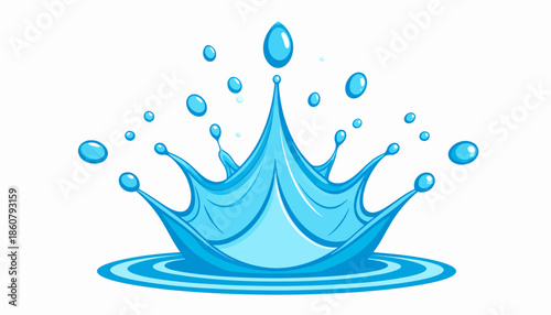 Stylized blue water splash with droplets and ripples, creating a dynamic and refreshing effect.