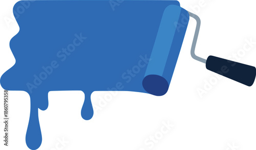 paintbrush paint roller blue color flat color vector illustration template design