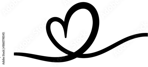 Simple continuous line heart flourish illustration