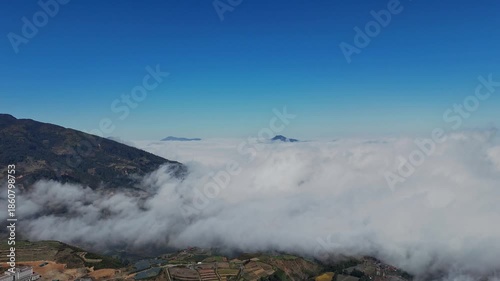 Cloud Sea Over Mountain Peaks Near Sa Pa, Vietnam