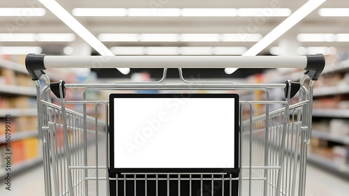 Grocery Shopping Cart Blank Advertisement Panel Mockup