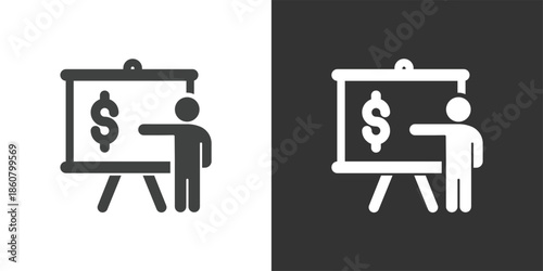 Financial Presentation icon. Solid glyph series icon