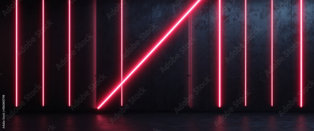 Fototapeta premium Dynamic light show performance modern studio digital art neon atmosphere low angle creative visuals