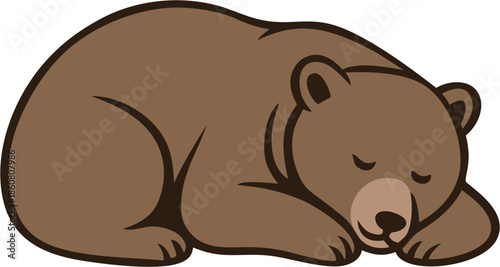 illustration of a sleeping brown bear